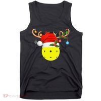 Pickleball Xmas Gift Reindeer Santa Hat Pickleball Christmas TShirt Tank Top thumb 0