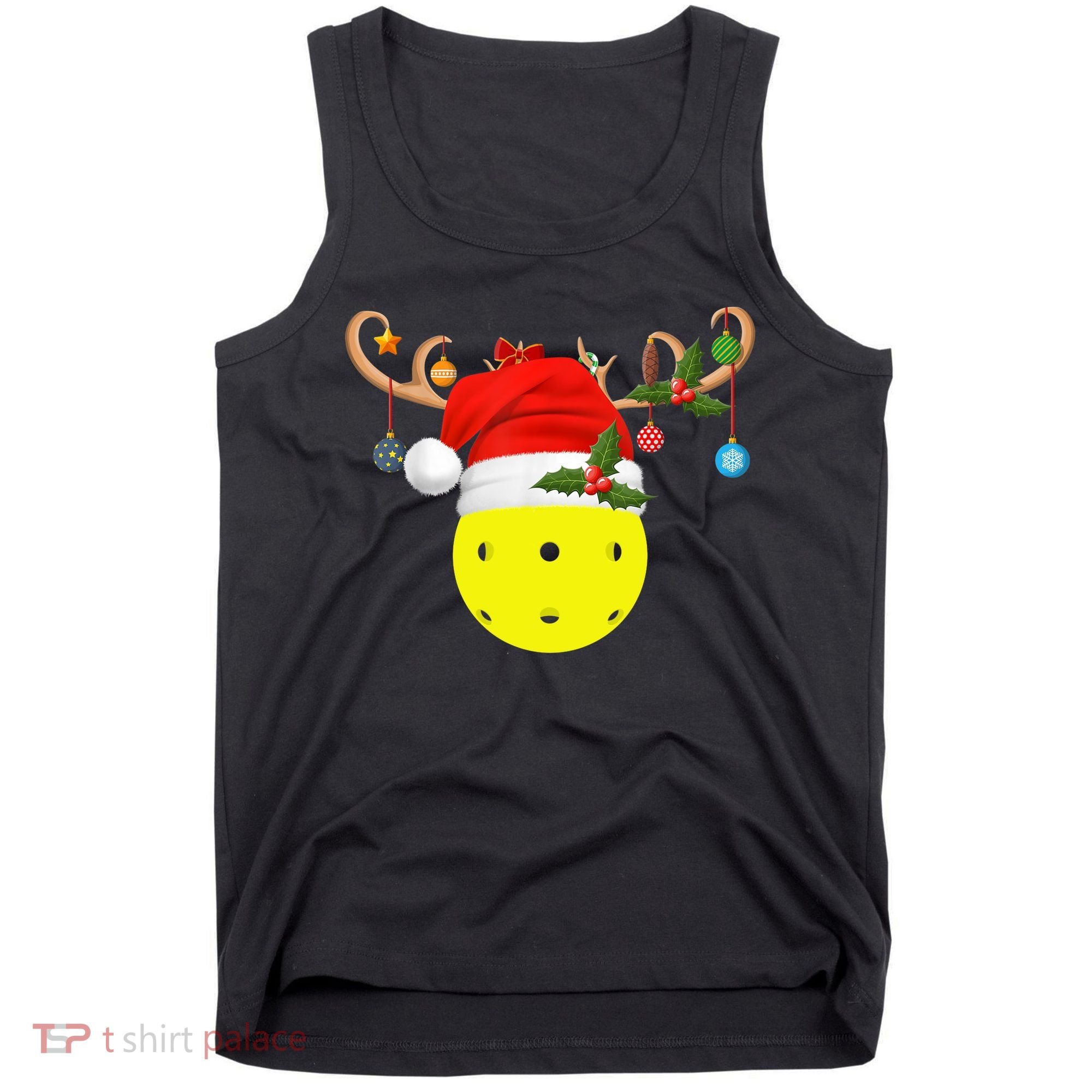 Pickleball Xmas Gift Reindeer Santa Hat Pickleball Christmas TShirt Tank Top
