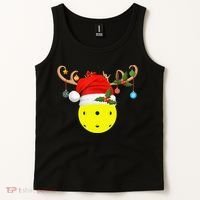 Pickleball Xmas Gift Reindeer Santa Hat Pickleball Christmas TShirt Tank Top thumb 2