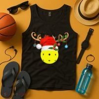 Pickleball Xmas Gift Reindeer Santa Hat Pickleball Christmas TShirt Tank Top thumb 4