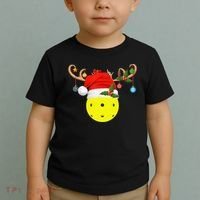 Pickleball Xmas Gift Reindeer Santa Hat Pickleball Christmas TShirt Toddler T-Shirt thumb 2