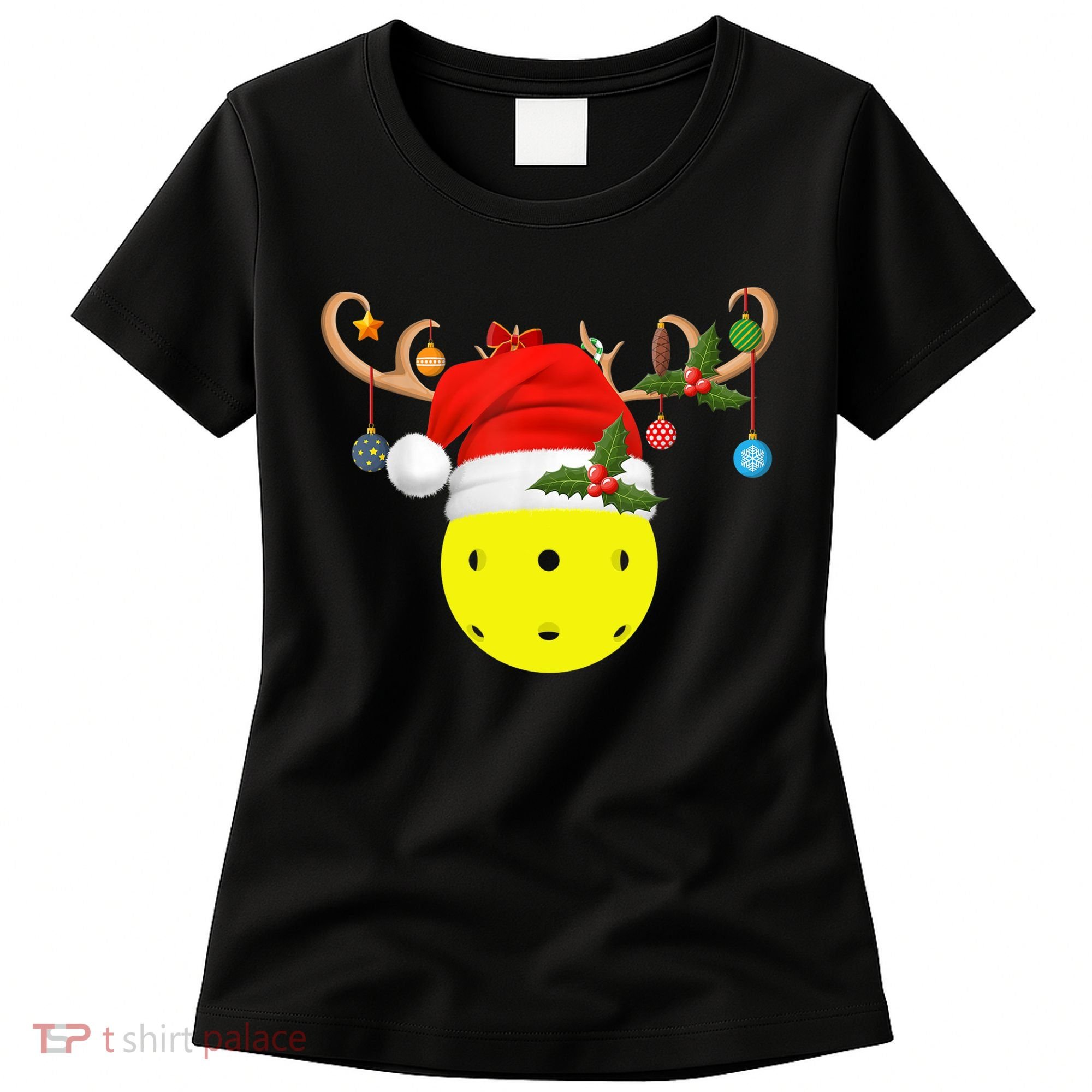 Pickleball Xmas Gift Reindeer Santa Hat Pickleball Christmas TShirt Women's T-Shirt