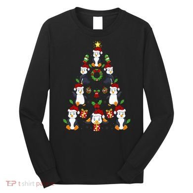Penguin Xmas Lighting Tree Penguin Christmas Long Sleeve Shirt