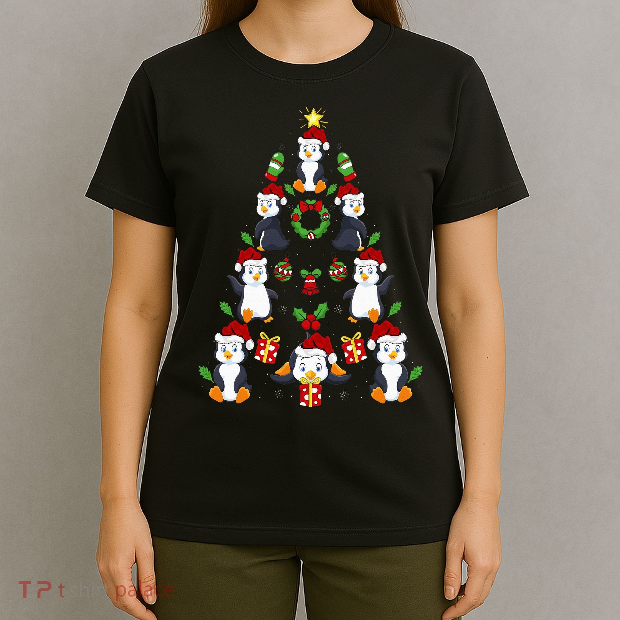 Penguin Xmas Lighting Tree Penguin Christmas T-Shirt