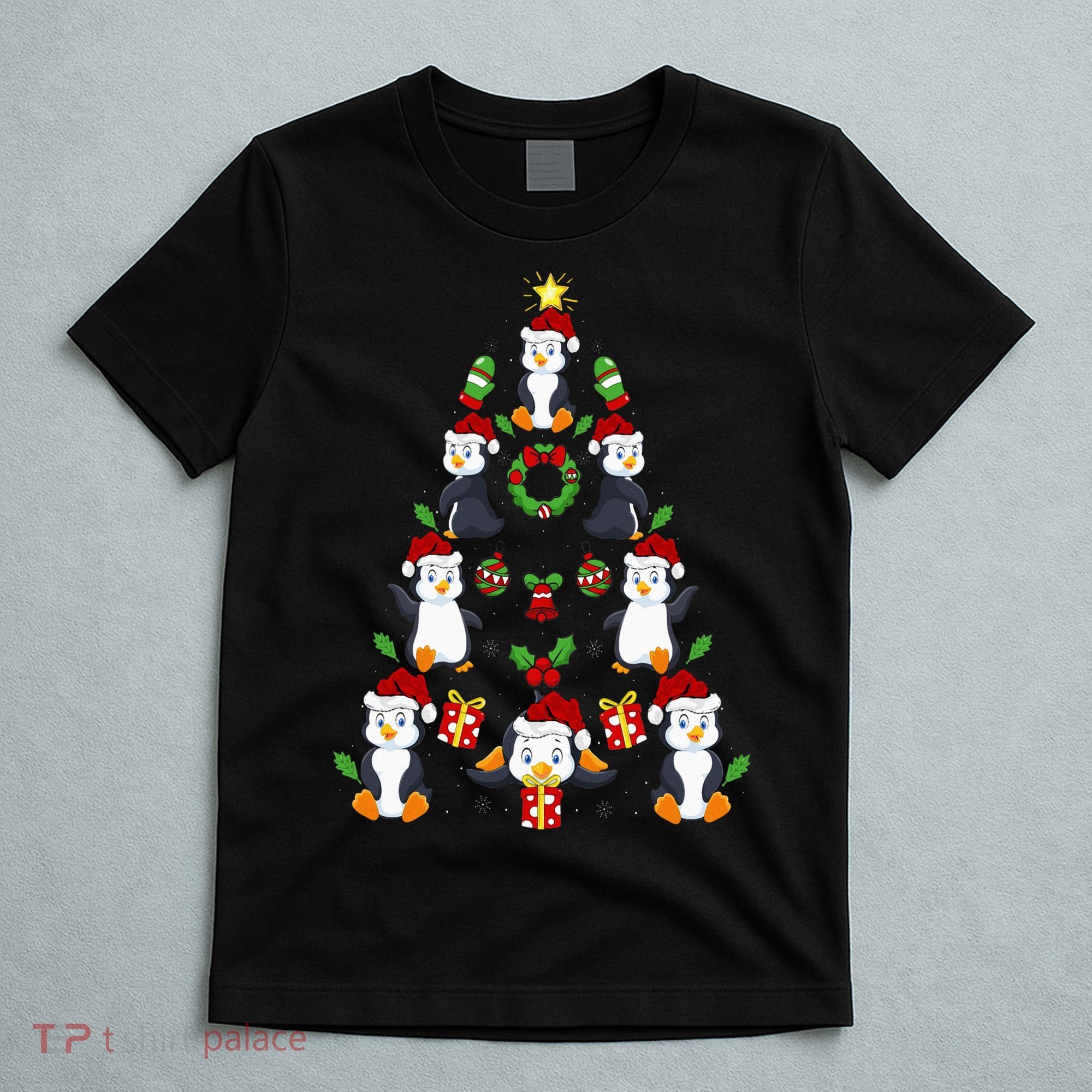 Penguin Xmas Lighting Tree Penguin Christmas T-Shirt