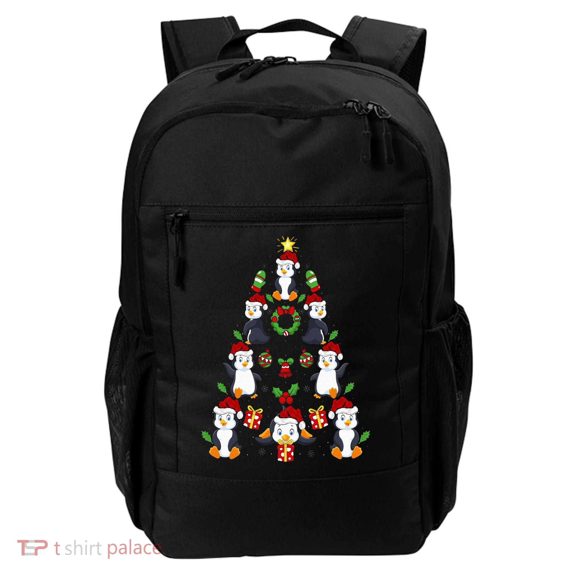 Penguin Xmas Lighting Tree Penguin Christmas Backpack
