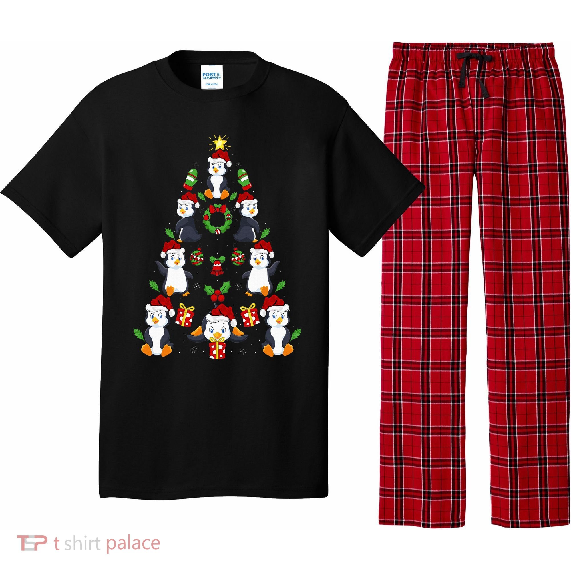 Penguin Xmas Lighting Tree Penguin Christmas Pajama Set