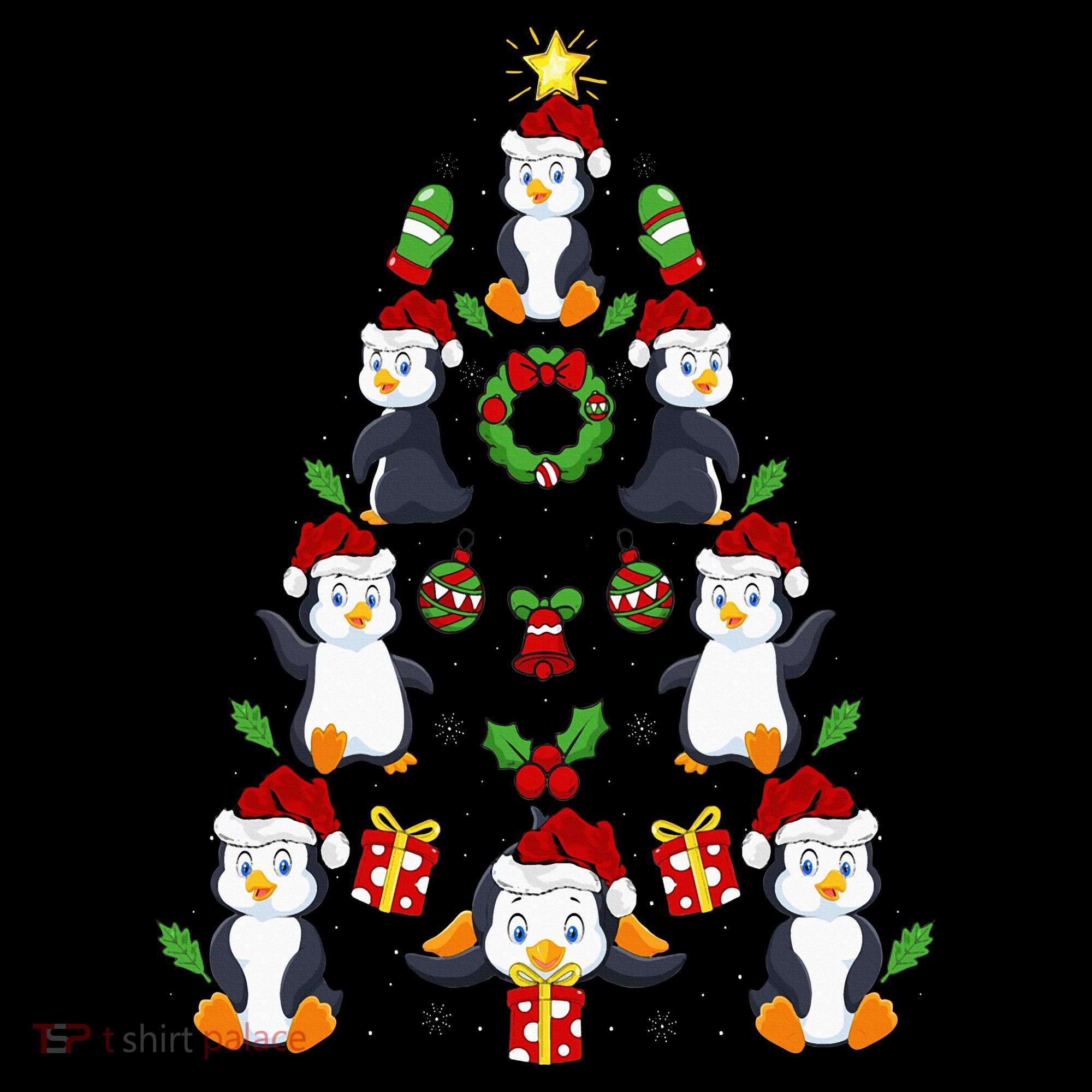Penguin Xmas Lighting Tree Penguin Christmas Women's Hoodie