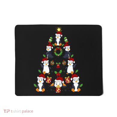 Penguin Xmas Lighting Tree Penguin Christmas Mousepad