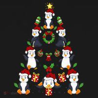 Penguin Xmas Lighting Tree Penguin Christmas Mousepad thumb 1