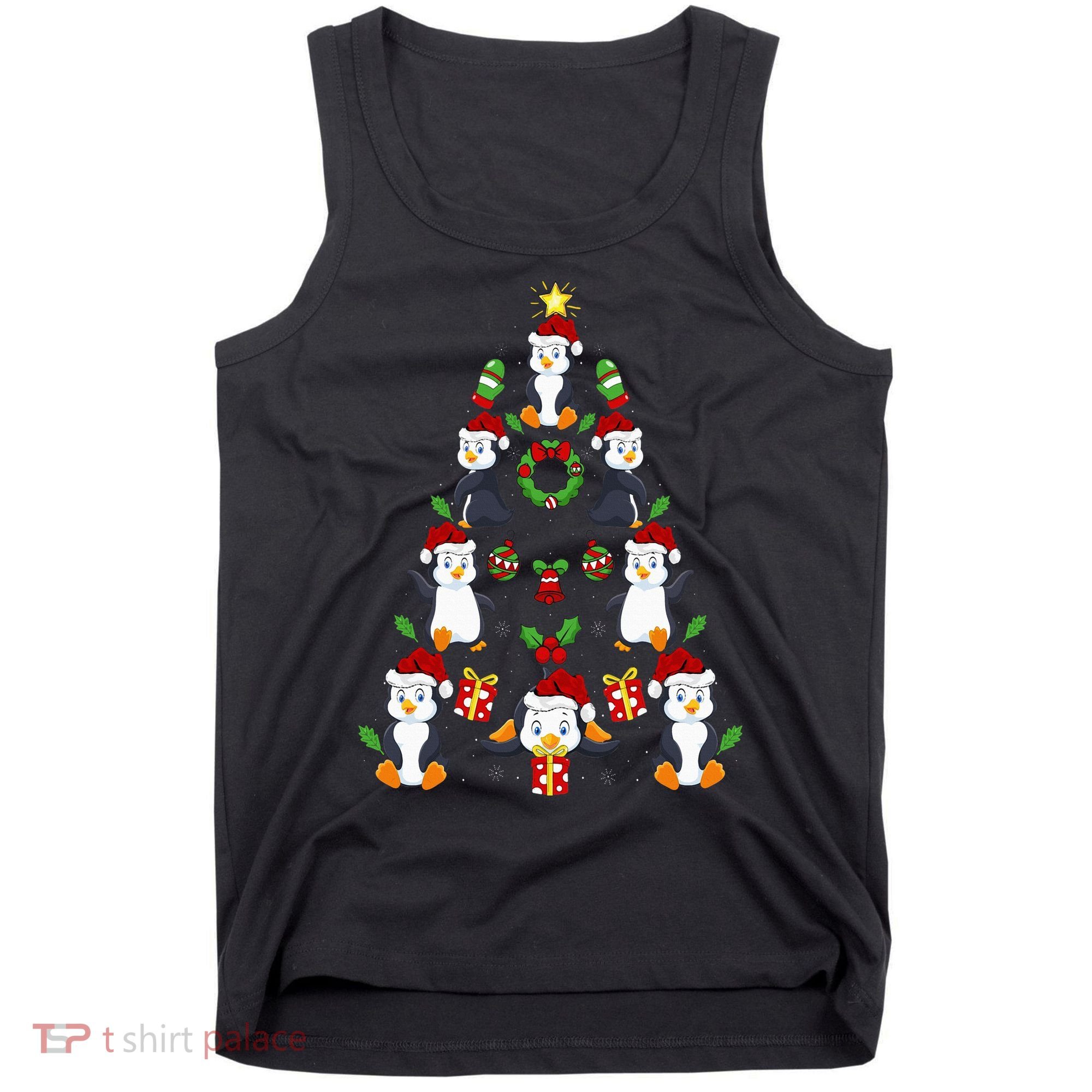 Penguin Xmas Lighting Tree Penguin Christmas Tank Top