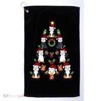 Penguin Xmas Lighting Tree Penguin Christmas Golf Towel thumb 0