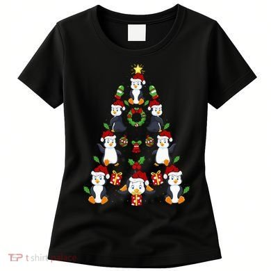 Penguin Xmas Lighting Tree Penguin Christmas Women's T-Shirt