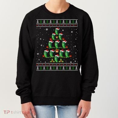 Pickle Xmas Tree Santa Hat Pickle Fruit Christmas Ugly Women's Sweatshirt