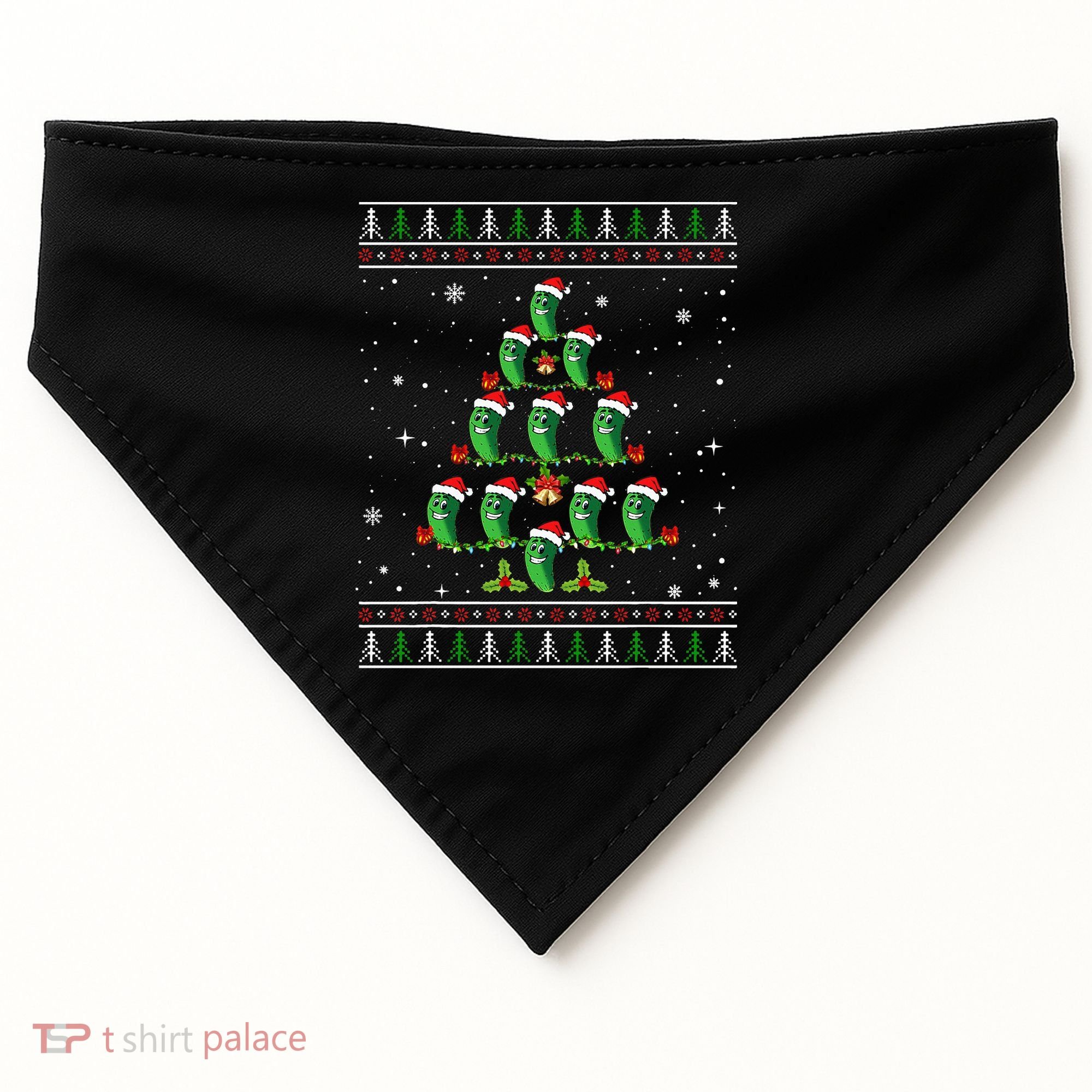 Pickle Xmas Tree Santa Hat Pickle Fruit Christmas Ugly USA-Made Doggie Bandana