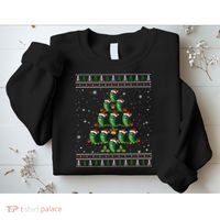 Pickle Xmas Tree Santa Hat Pickle Fruit Christmas Ugly Sweatshirt thumb 2