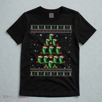 Pickle Xmas Tree Santa Hat Pickle Fruit Christmas Ugly T-Shirt thumb 5