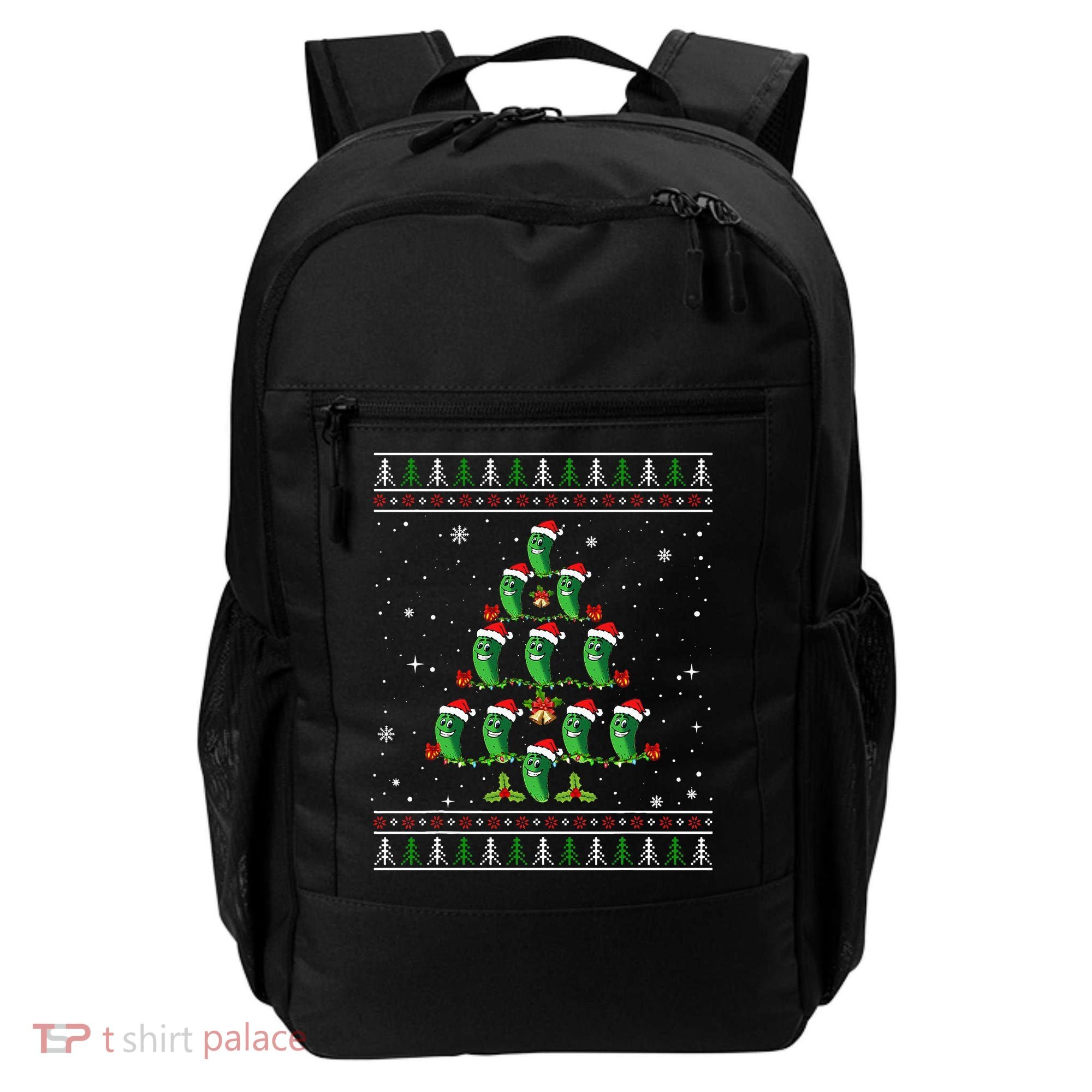 Pickle Xmas Tree Santa Hat Pickle Fruit Christmas Ugly Backpack