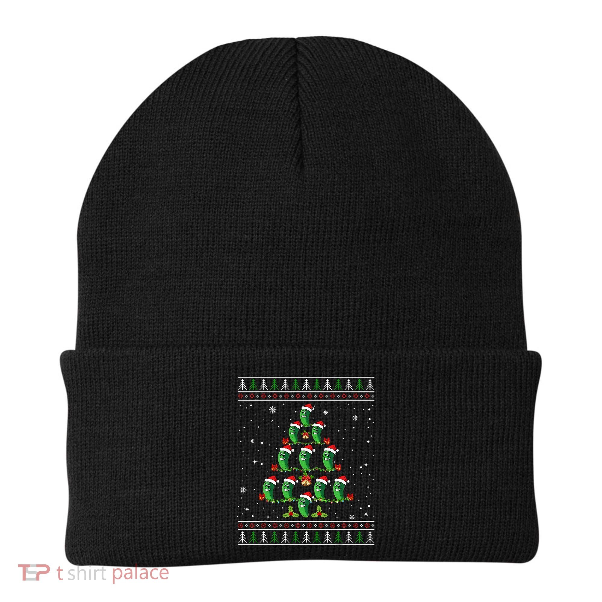 Pickle Xmas Tree Santa Hat Pickle Fruit Christmas Ugly Beanie