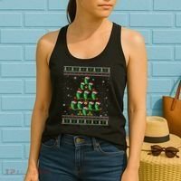 Pickle Xmas Tree Santa Hat Pickle Fruit Christmas Ugly Women's Tank Top thumb 2
