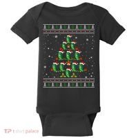 Pickle Xmas Tree Santa Hat Pickle Fruit Christmas Ugly Baby Bodysuit thumb 0