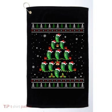 Pickle Xmas Tree Santa Hat Pickle Fruit Christmas Ugly Golf Towel