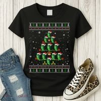 Pickle Xmas Tree Santa Hat Pickle Fruit Christmas Ugly Women's T-Shirt thumb 3