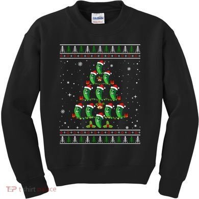 Pickle Xmas Tree Santa Hat Pickle Fruit Christmas Ugly Kids Sweatshirt