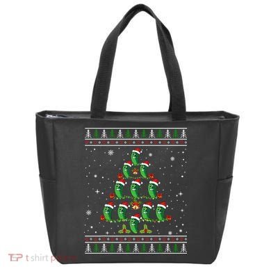 Pickle Xmas Tree Santa Hat Pickle Fruit Christmas Ugly Tote Bag