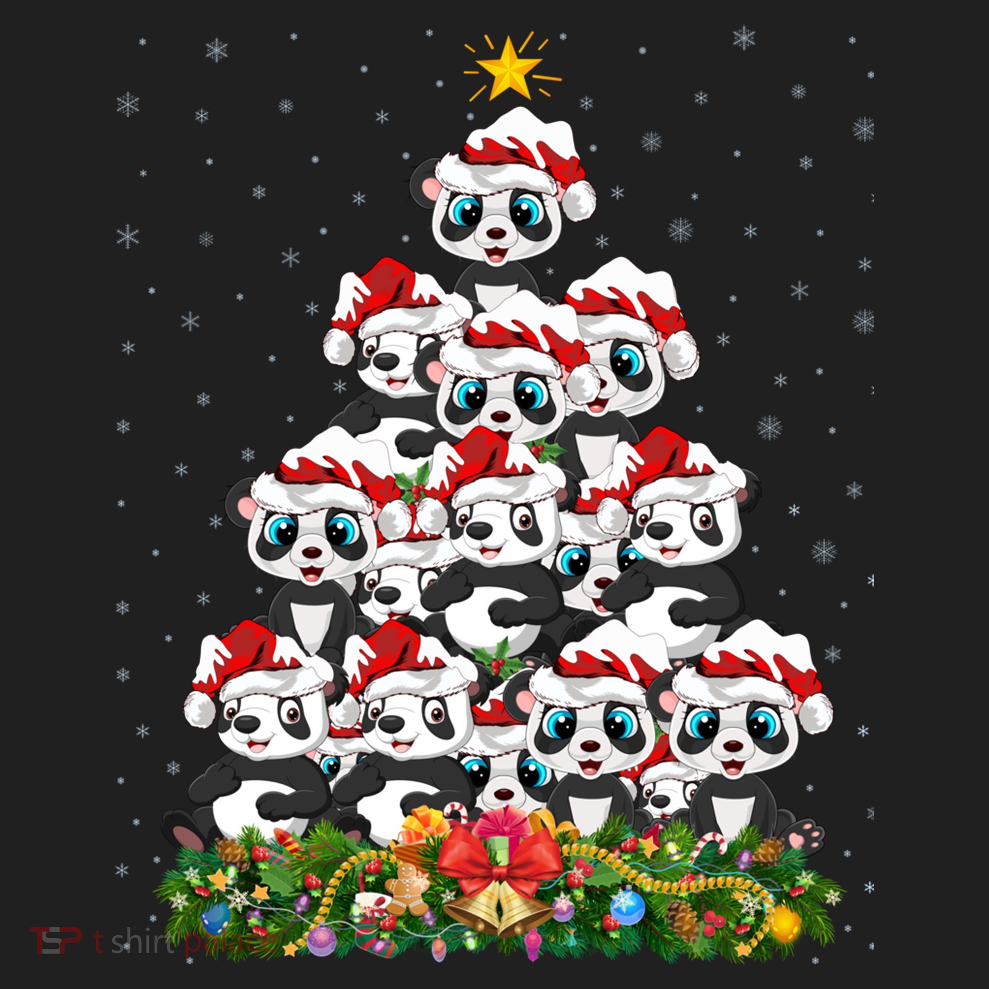 Panda Xmas Tree Lighting Santa Panda Christmas Gift Women's Sweatshirt