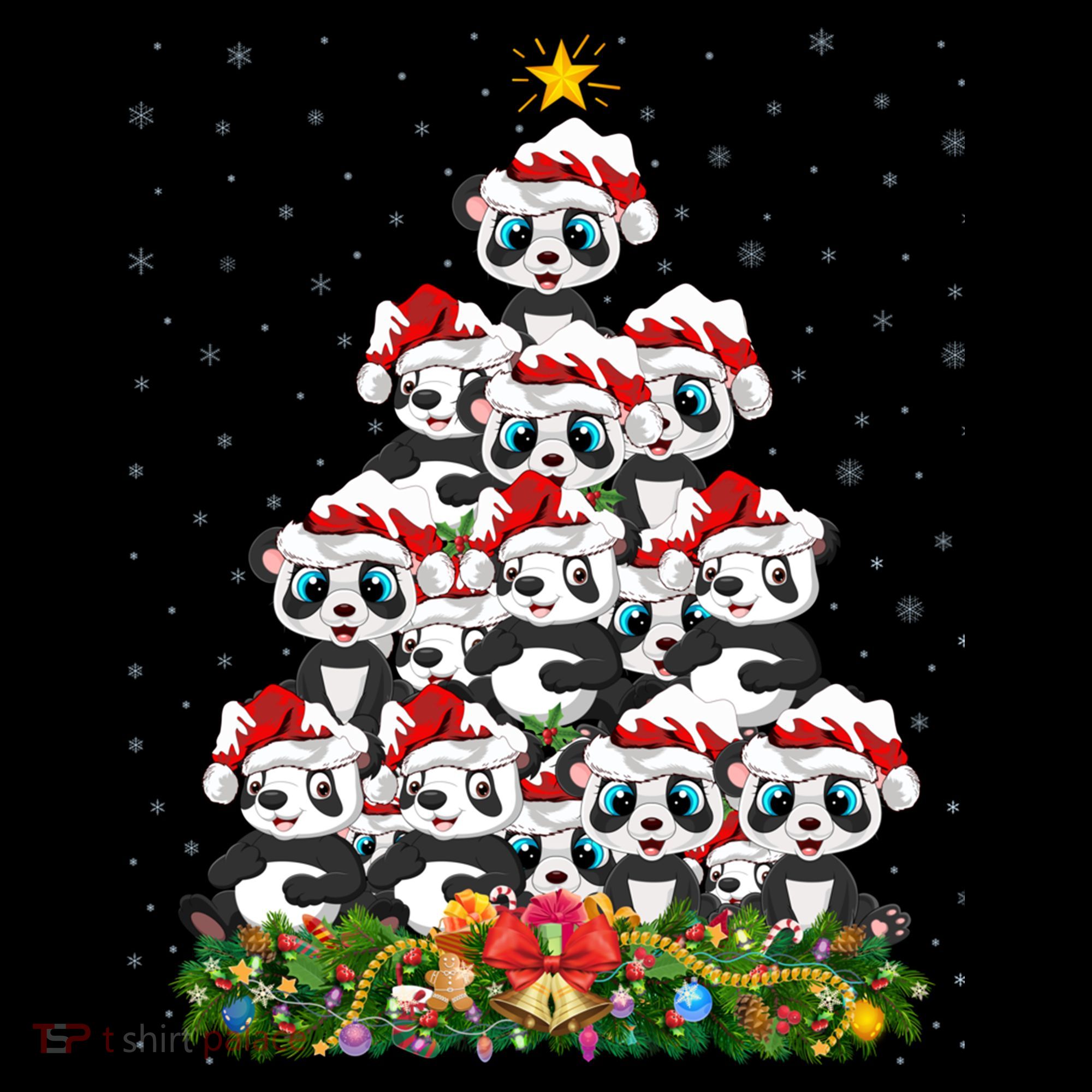 Panda Xmas Tree Lighting Santa Panda Christmas Gift Backpack