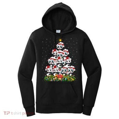 Panda Xmas Tree Lighting Santa Panda Christmas Gift Women's Hoodie