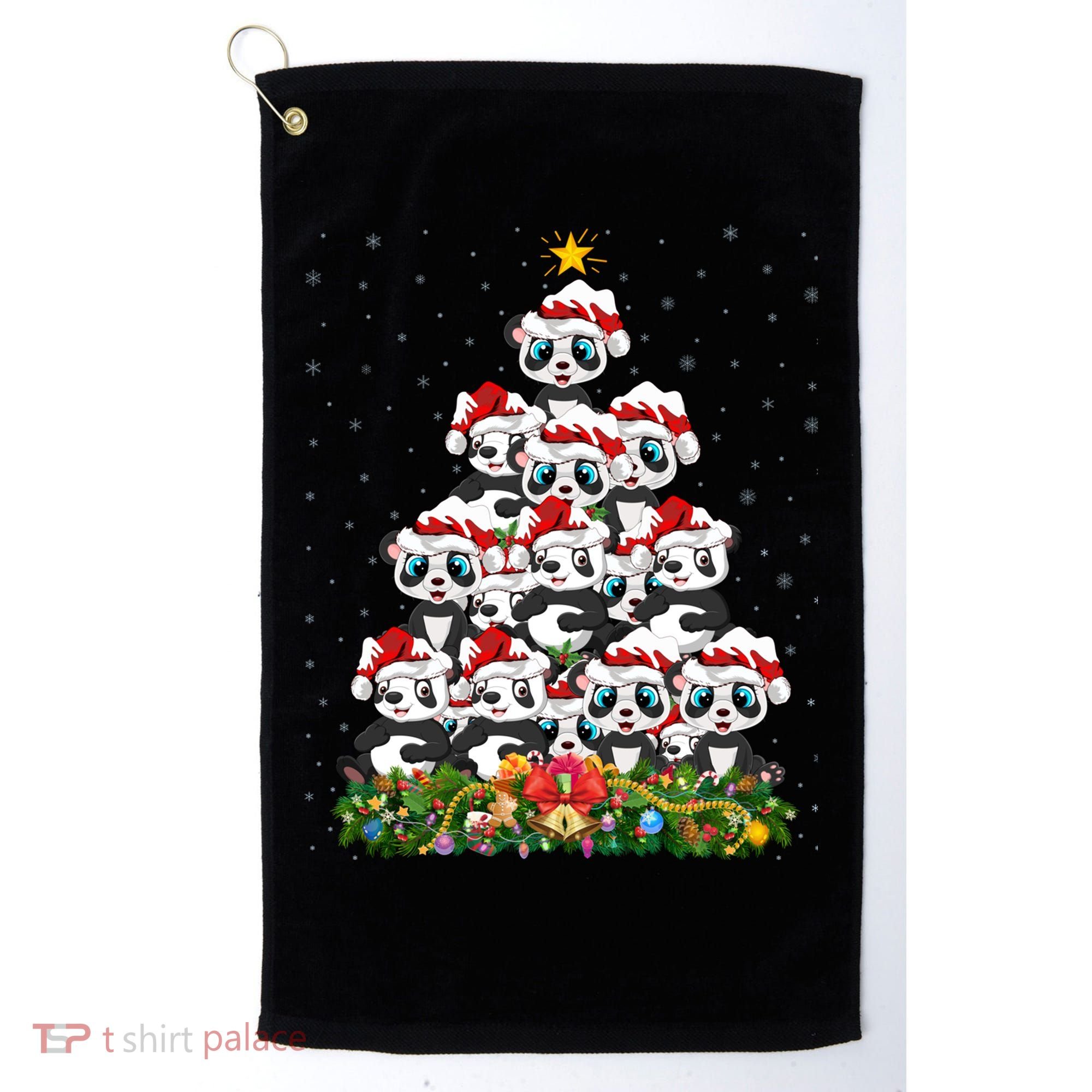 Panda Xmas Tree Lighting Santa Panda Christmas Gift Golf Towel