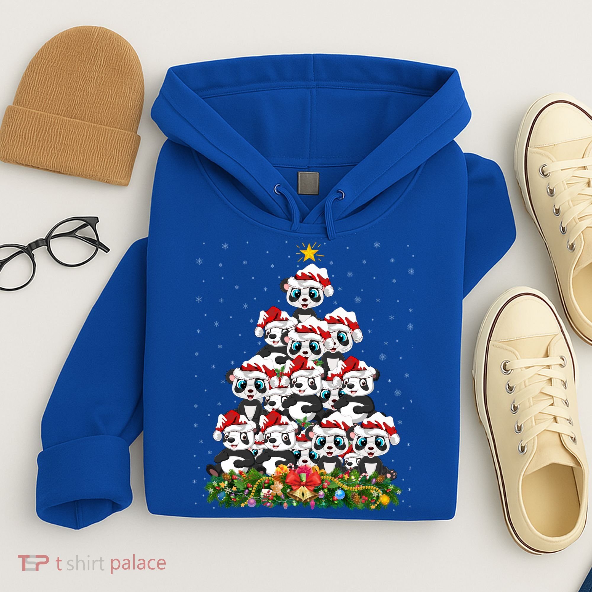 Panda Xmas Tree Lighting Santa Panda Christmas Gift Hoodie