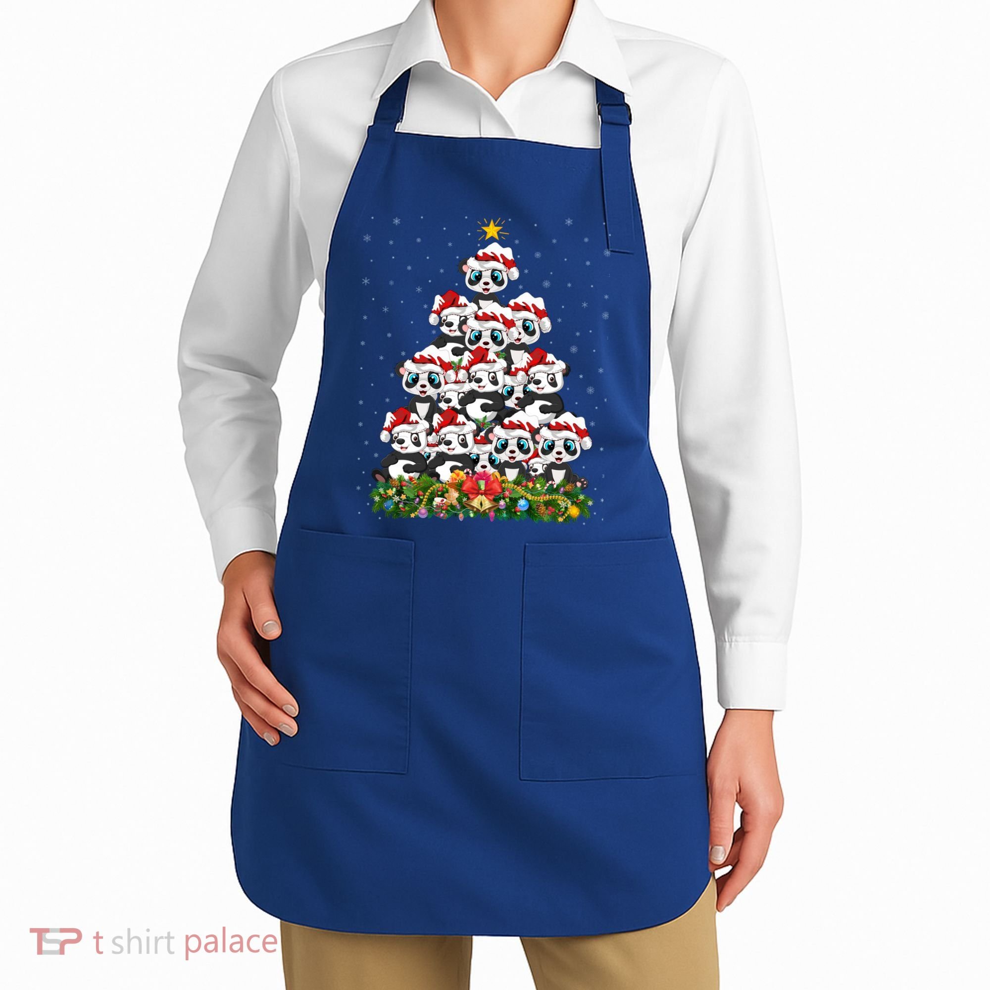 Panda Xmas Tree Lighting Santa Panda Christmas Gift Apron
