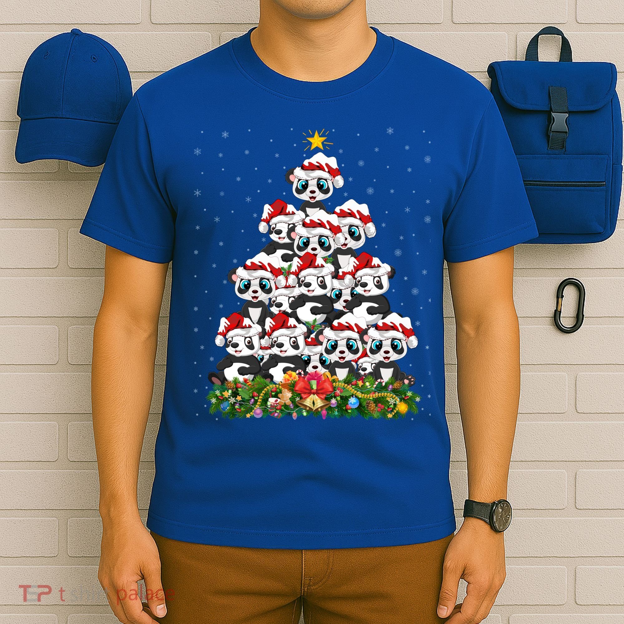 Panda Xmas Tree Lighting Santa Panda Christmas Gift T-Shirt