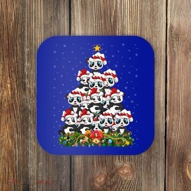 Panda Xmas Tree Lighting Santa Panda Christmas Gift Coaster