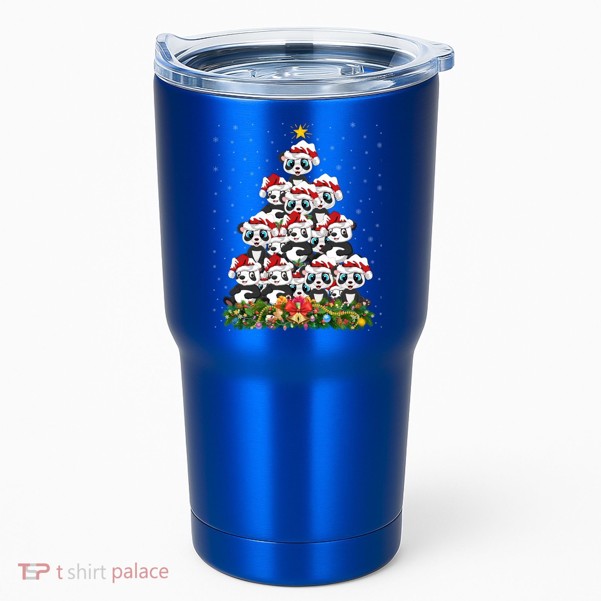 Panda Xmas Tree Lighting Santa Panda Christmas Gift Tumbler