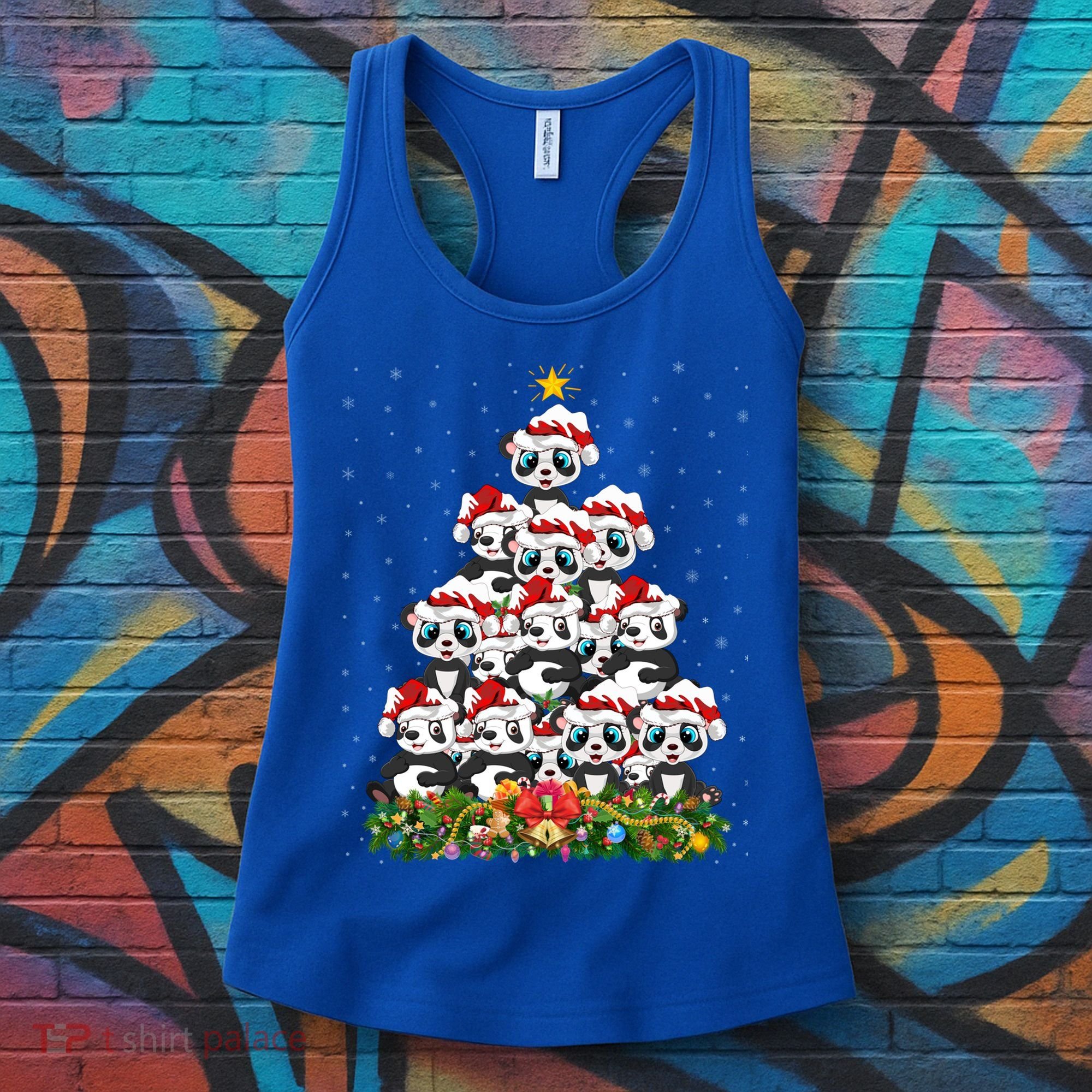 Panda Xmas Tree Lighting Santa Panda Christmas Gift Women's Tank Top