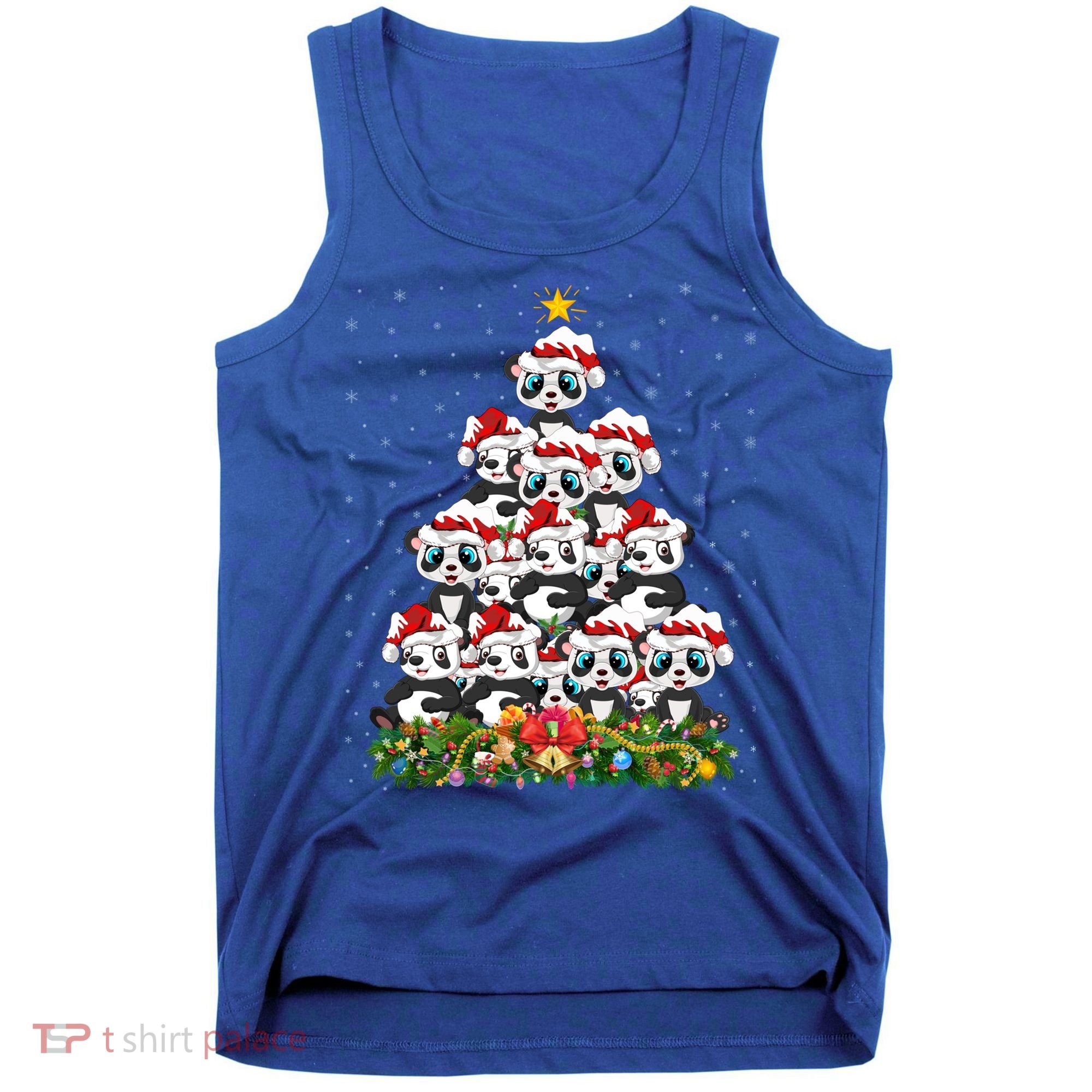 Panda Xmas Tree Lighting Santa Panda Christmas Gift Tank Top