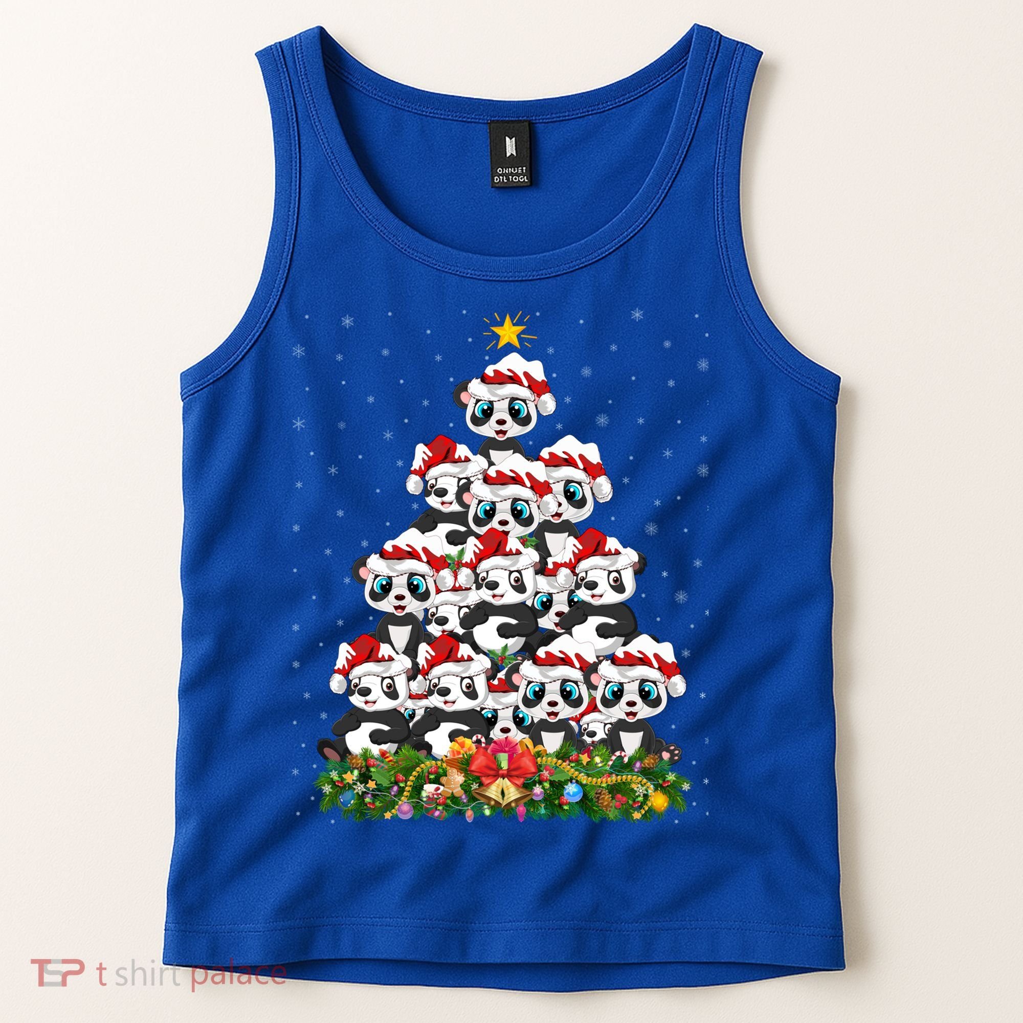 Panda Xmas Tree Lighting Santa Panda Christmas Gift Tank Top