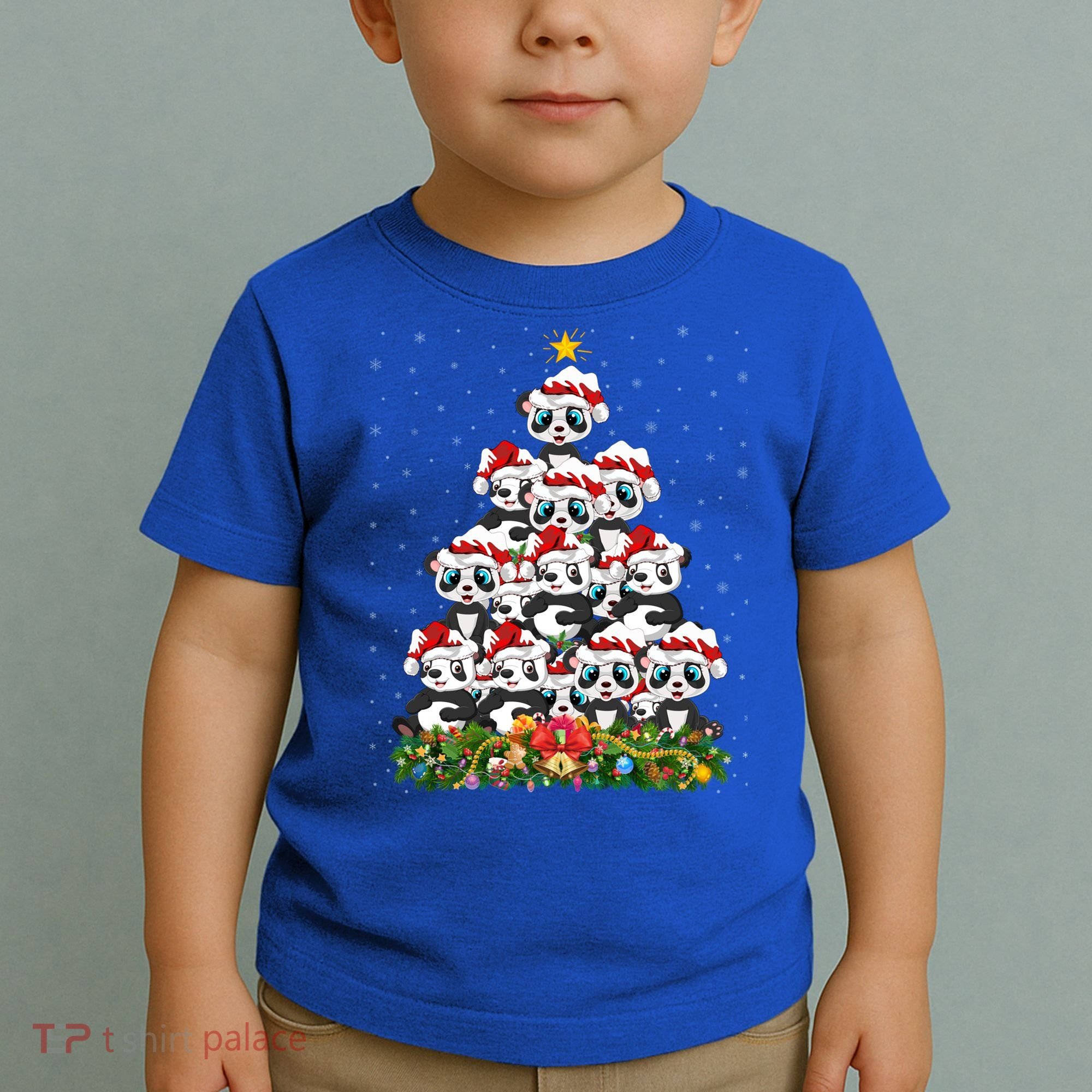 Panda Xmas Tree Lighting Santa Panda Christmas Gift Toddler T-Shirt