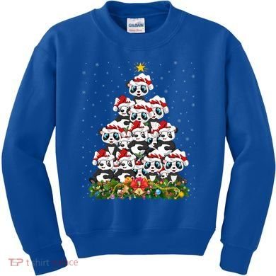 Panda Xmas Tree Lighting Santa Panda Christmas Gift Kids Sweatshirt