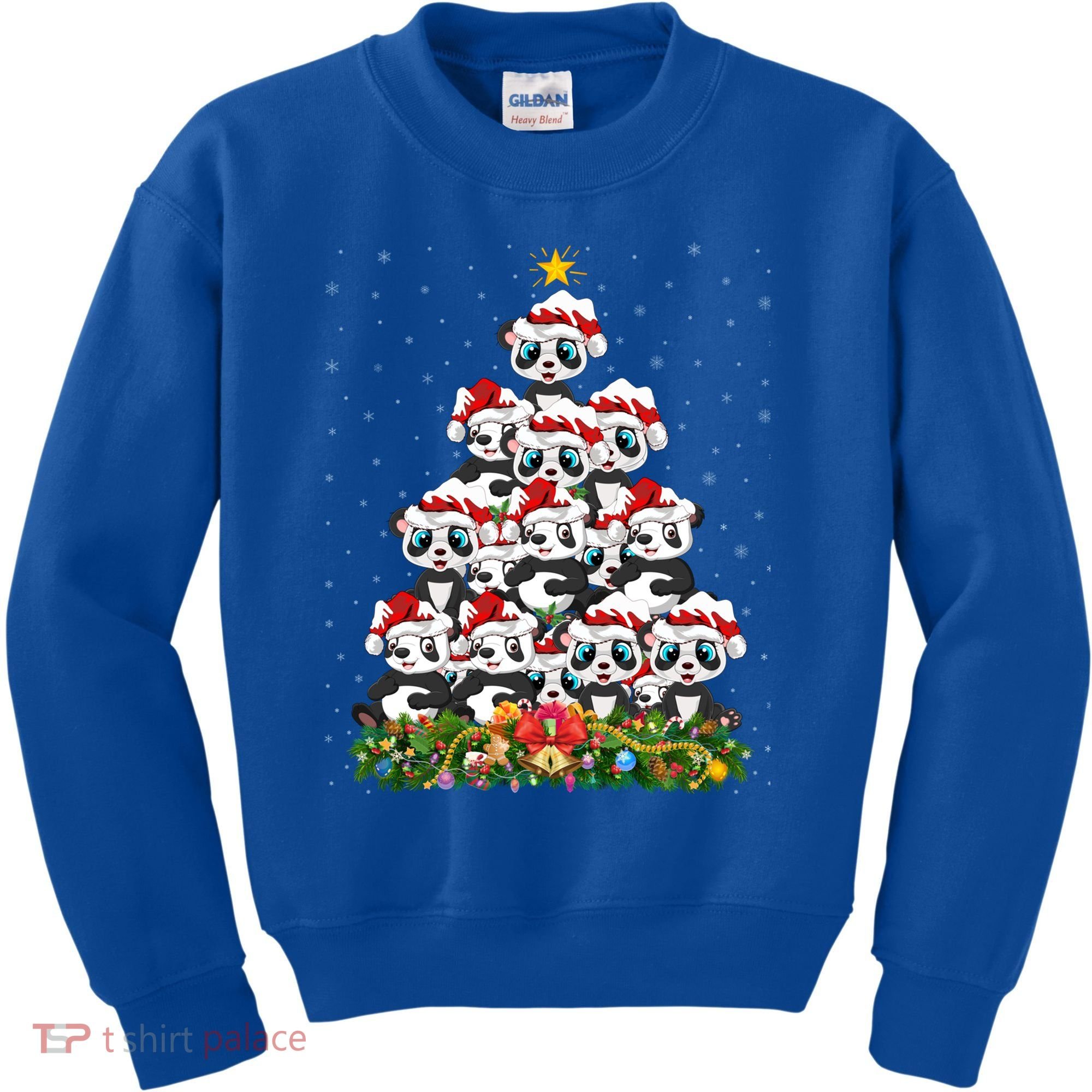Panda Xmas Tree Lighting Santa Panda Christmas Gift Kids Sweatshirt