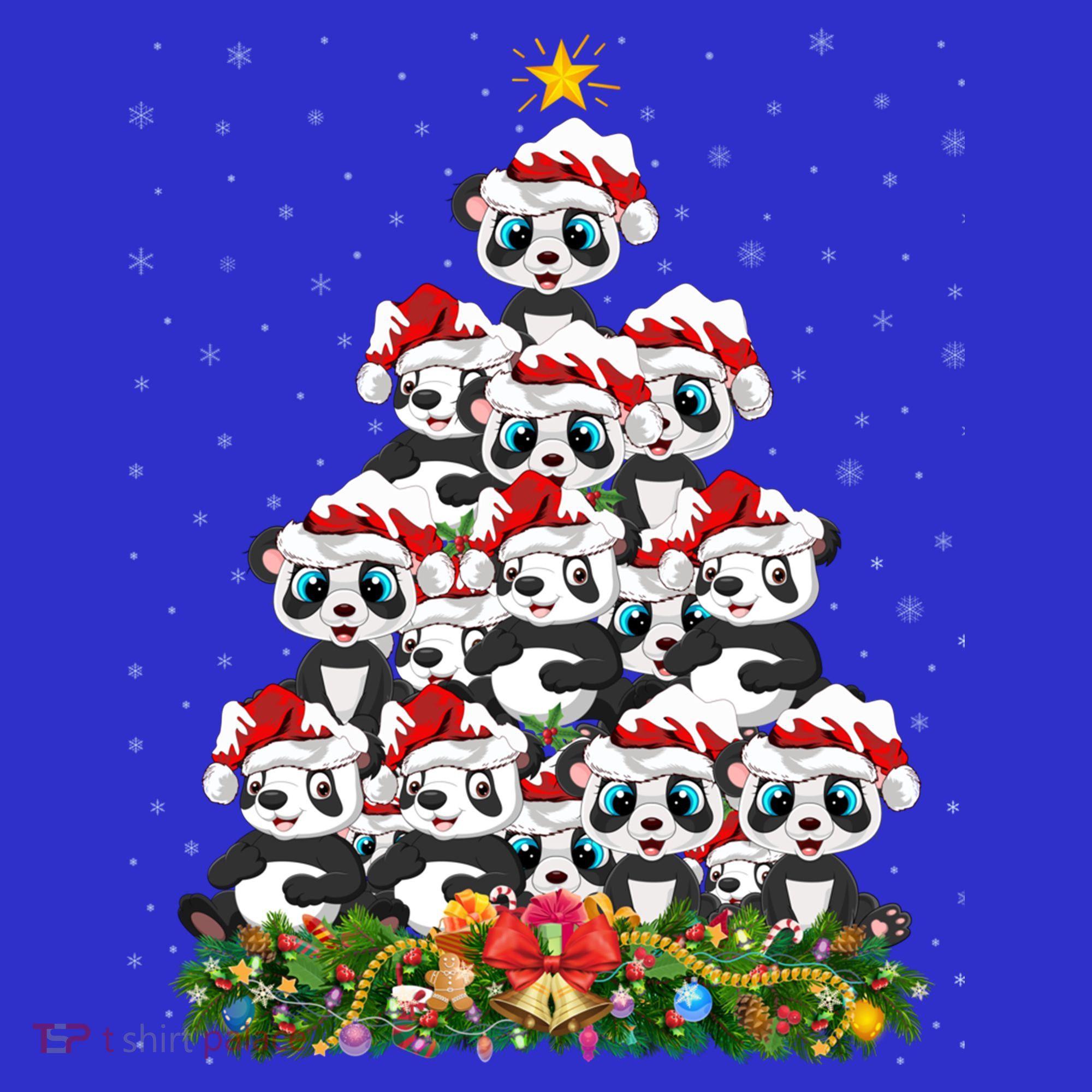 Panda Xmas Tree Lighting Santa Panda Christmas Gift Kids Sweatshirt