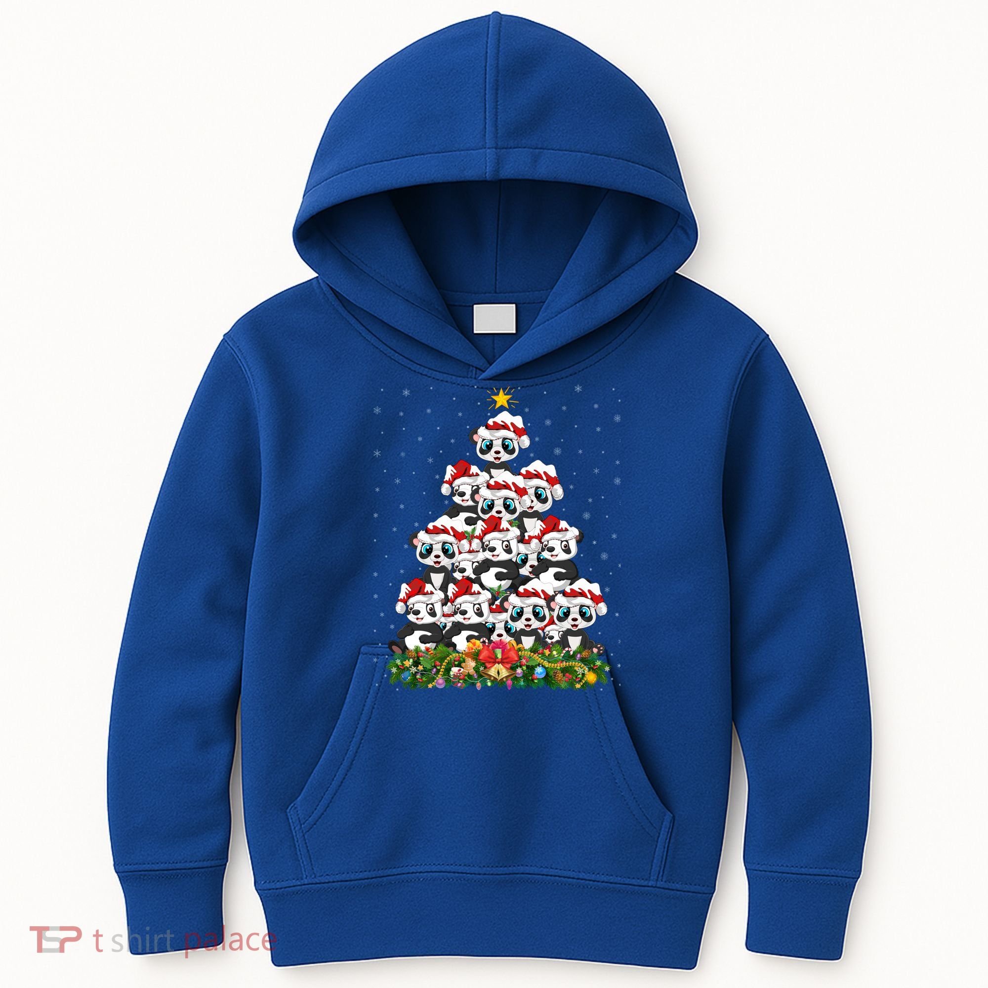 Panda Xmas Tree Lighting Santa Panda Christmas Gift Kids Hoodie