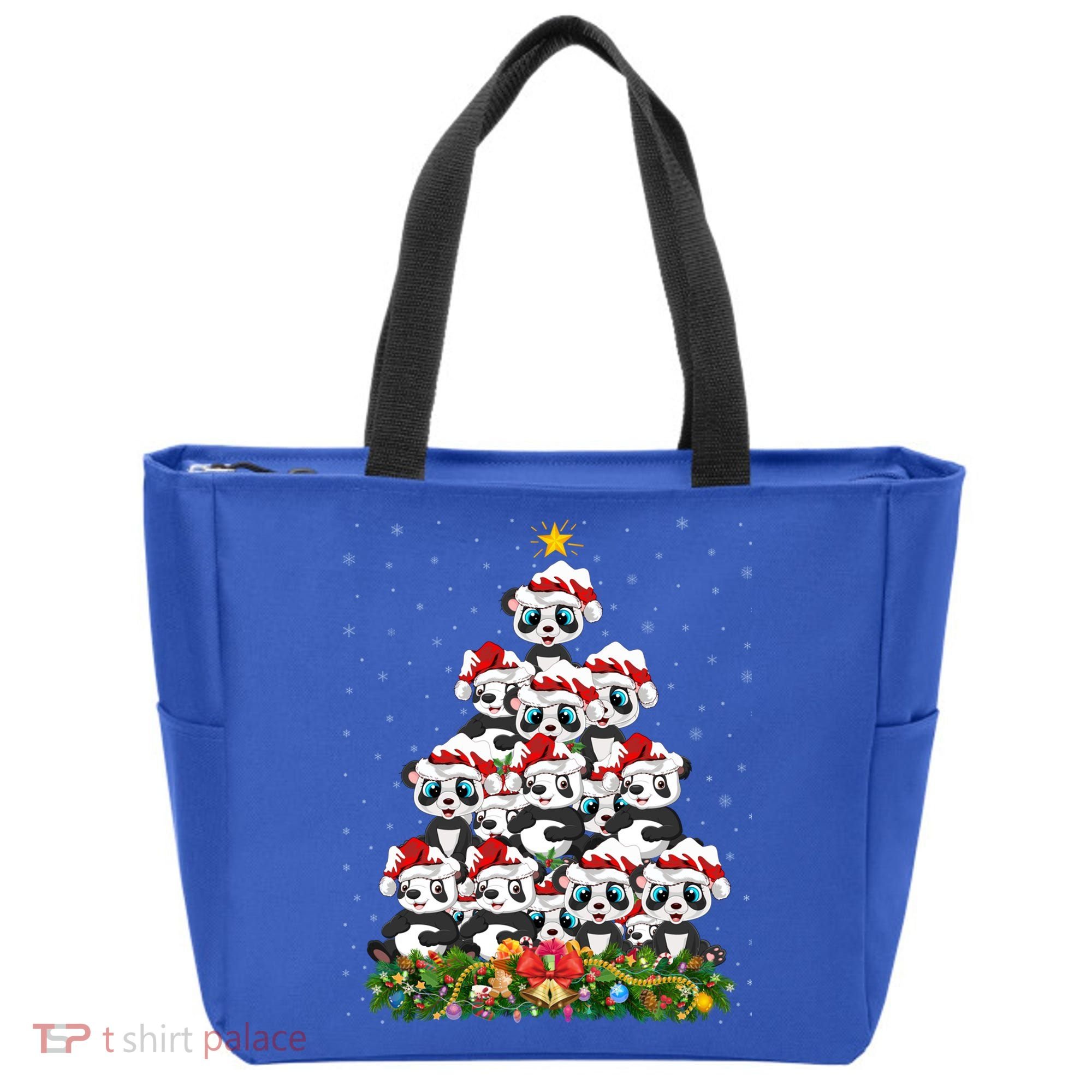 Panda Xmas Tree Lighting Santa Panda Christmas Gift Tote Bag