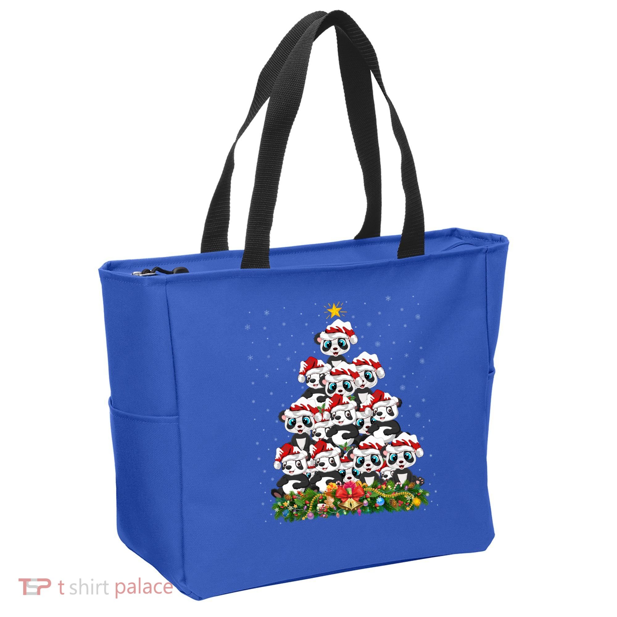 Panda Xmas Tree Lighting Santa Panda Christmas Gift Tote Bag