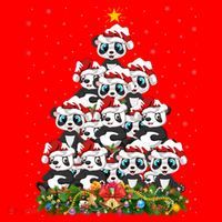 Panda Xmas Tree Lighting Santa Panda Christmas Gift Santa Hat thumb 1