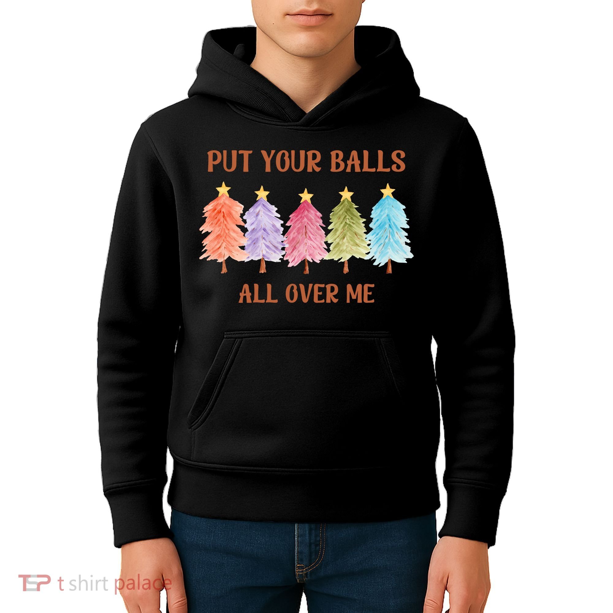 Put Your Balls All Over Me Funny Offensive Xmas Kids Hoodie